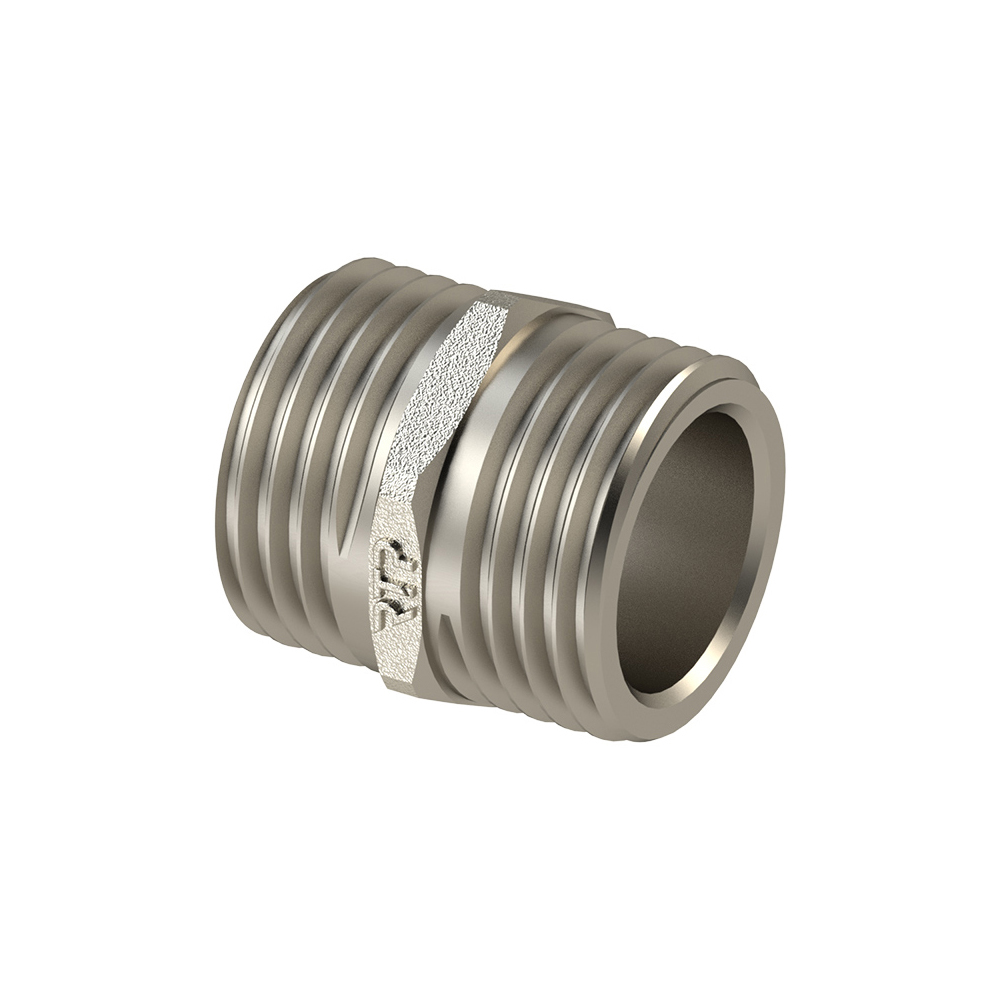 Ниппель, латунь, наружная резьба 1/2", никель, РТП