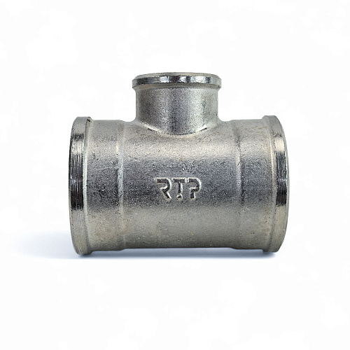 Тройник переходной, латунь, внутренняя/внутренняя/внутренняя резьба 3/4"х1/2"х3/4", никель, РТП