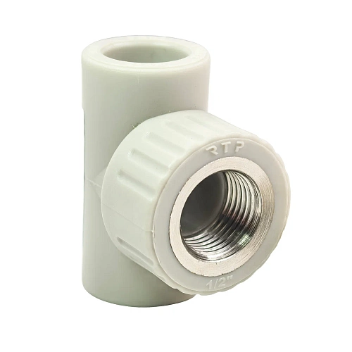 Тройник комбинированный PPR внутренняя резьба 20х 1/2, серый, РТП