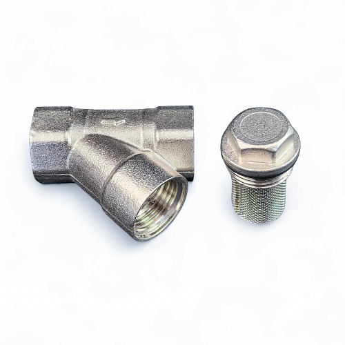 Фильтр, латунь, внутренняя/внутренняя резьба 1/2"х45°, никель, RTP