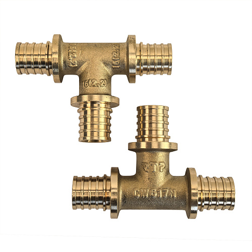 Тройник аксиальный, латунь,25, желтый, RTP