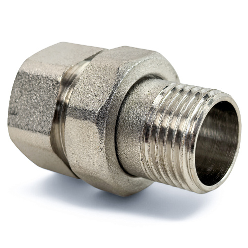 Американка прямая, латунь  3/4", никель, РТП