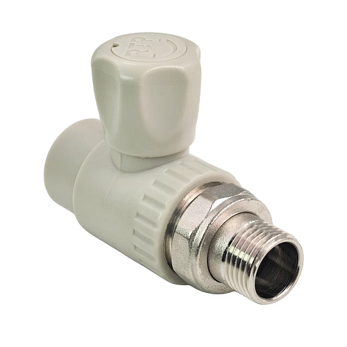 Кран шаровой для радиатора прямой PPR 20х1/2, серый, РТП