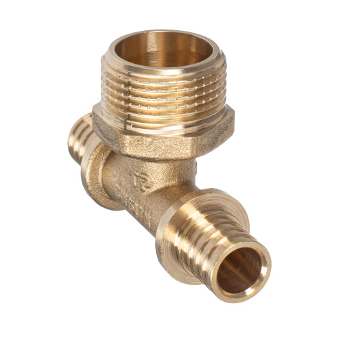 Тройник аксиальный, латунь, наружная резьба,16х3/4", желтый, RTP