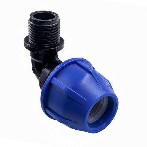 Отвод компрессионный, полипропилен наружная резьба 20х 1/2", для полиэтиленовых труб, РТП