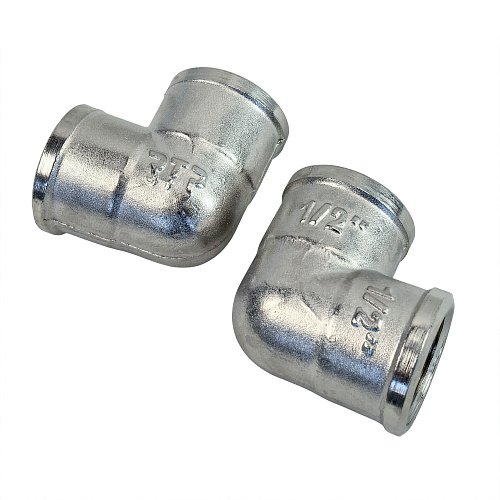 Угольник, латунь, внутренняя/внутренняя резьба 1/2"х90°, никель, РТП