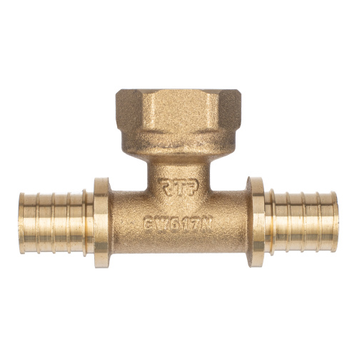 Тройник аксиальный, латунь, внутренняя резьба,20х3/4", желтый, RTP