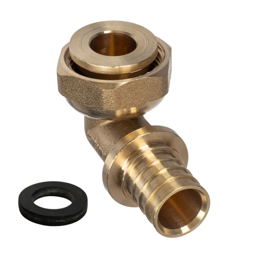 Угольник с накидной гайкой аксиальный, латунь,20х3/4", желтый, RTP