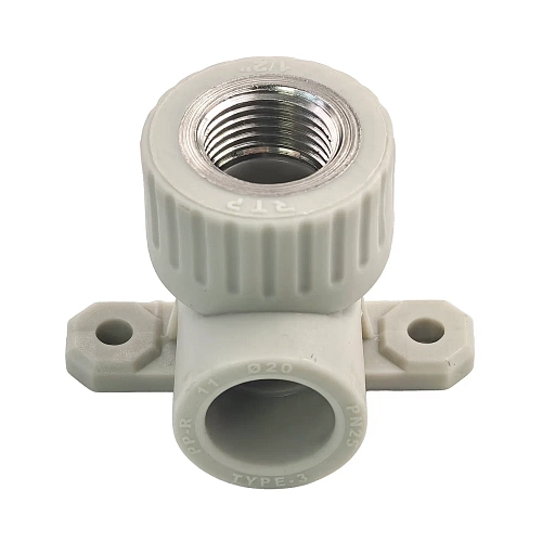 Угольник комбинированный с креплением PPR внутренняя резьба 20х 1/2,  серый, РТП