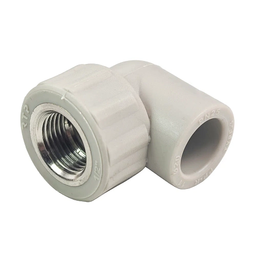 Угольник комбинированный PPR внутренняя резьба 20х 1/2,  серый, РТП