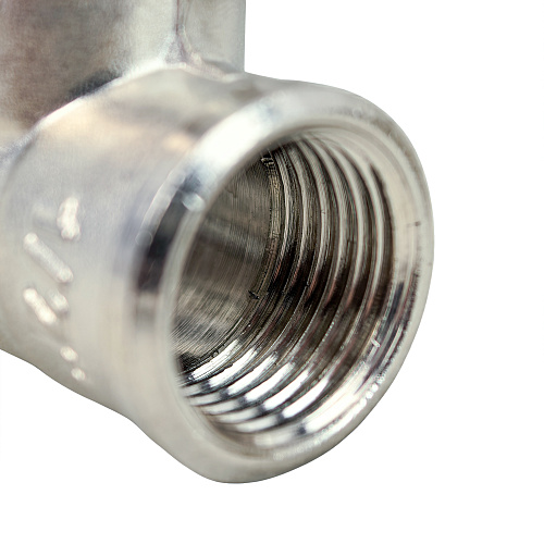 Угольник, латунь, внутренняя/внутренняя резьба 1/2"х90°, никель, РТП