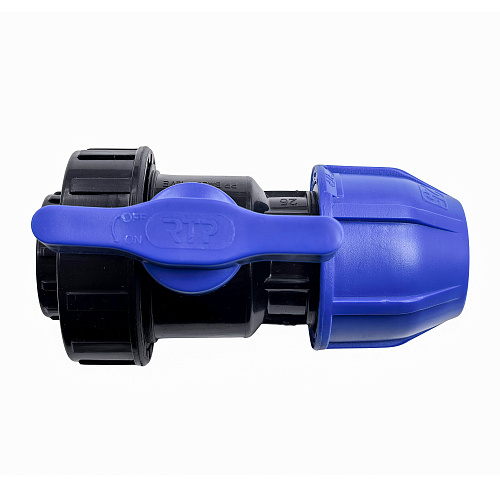 Кран шаровой компрессионный, полипропилен внутренняя резьба 25х 3/4", для полиэтиленовых труб, РТП