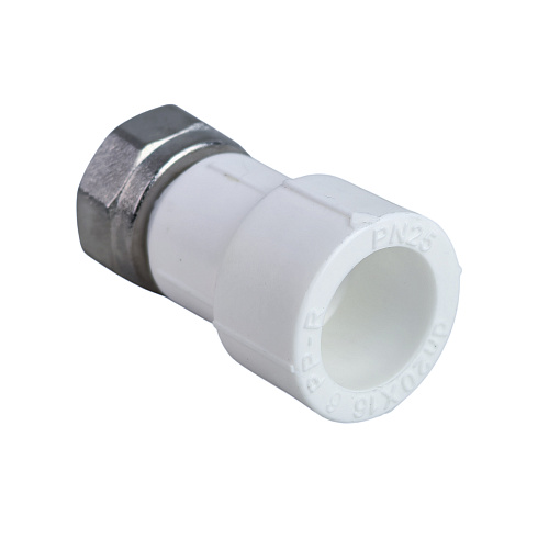 Муфта с накидной гайкой PPR 20х1/2, пластик штуцер, белый, RTP