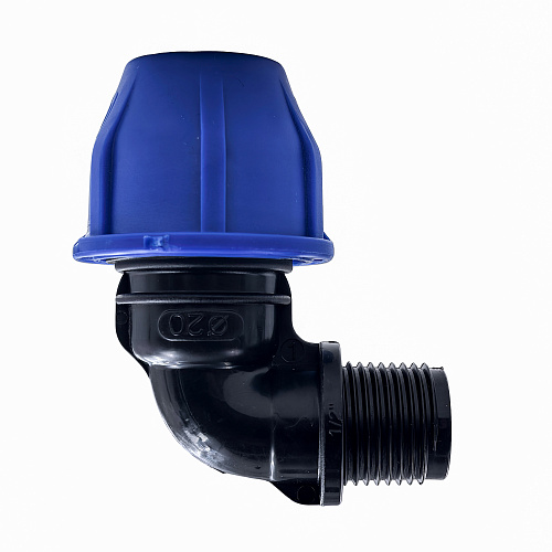 Отвод компрессионный, полипропилен наружная резьба 20х 1/2", для полиэтиленовых труб, РТП