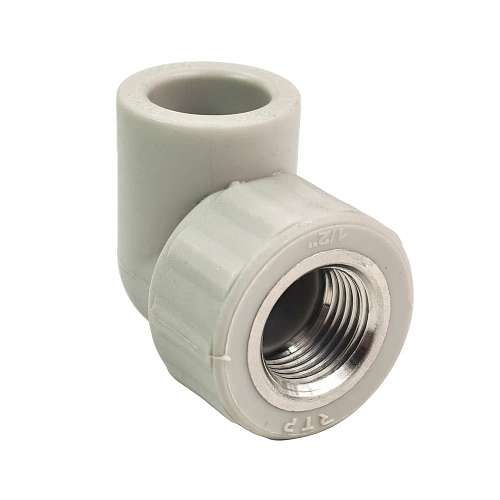 Угольник комбинированный PPR внутренняя резьба 20х 1/2,  серый, РТП