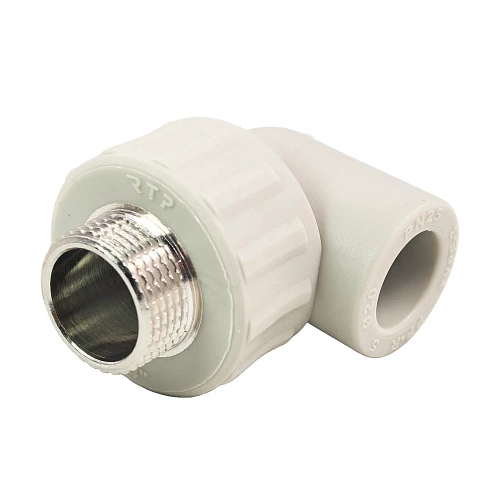 Угольник комбинированный PPR наружная резьба 20х 3/4,  серый, РТП