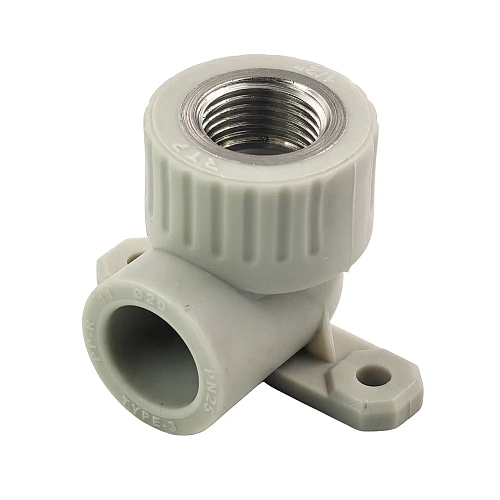 Угольник комбинированный с креплением PPR внутренняя резьба 20х 1/2,  серый, РТП