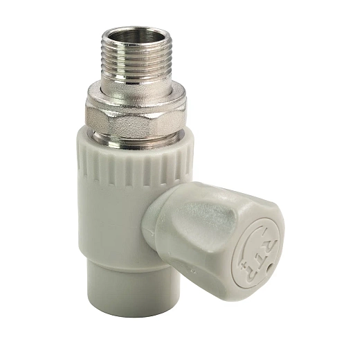 Кран шаровой для радиатора прямой PPR 20х1/2, серый, РТП