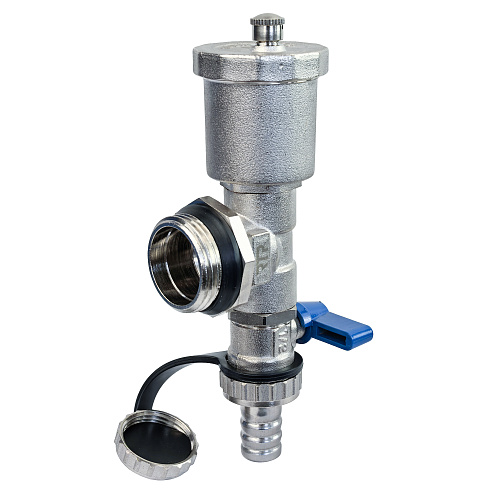 Клапан дренажный с воздухоотводчиком, латунь 1", никель, RTP