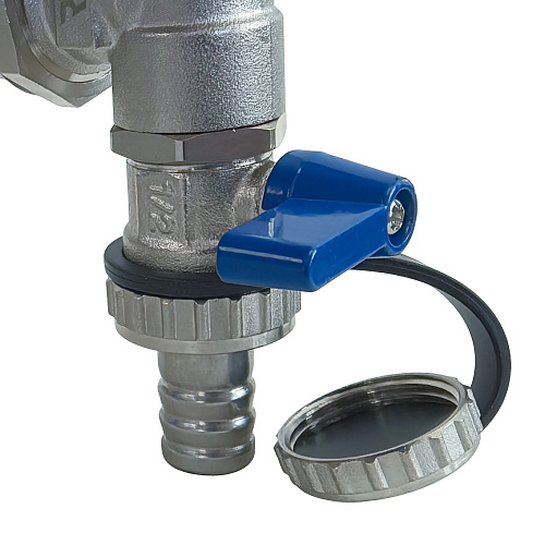 Клапан дренажный с воздухоотводчиком, латунь 1", никель, RTP