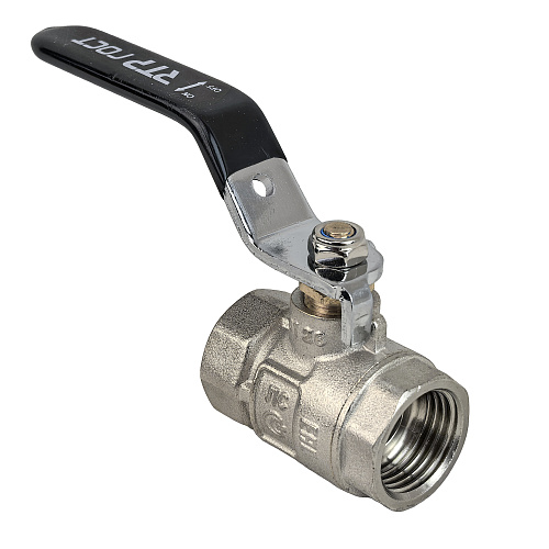 Кран шаровой ГОСТ ручка рычаг, латунь, внутренняя/внутренняя резьба 1",PN40 никель, RTP