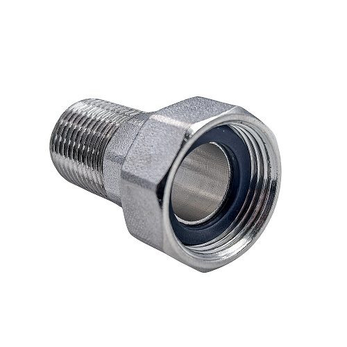 Штуцер для присоединения счетчика воды, латунь, наружная резьба 1/2" L 40, еврослот, никель, RTP