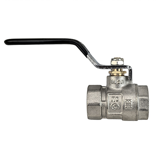 Кран шаровой ГОСТ ручка рычаг, латунь, внутренняя/внутренняя резьба 1",PN40 никель, RTP