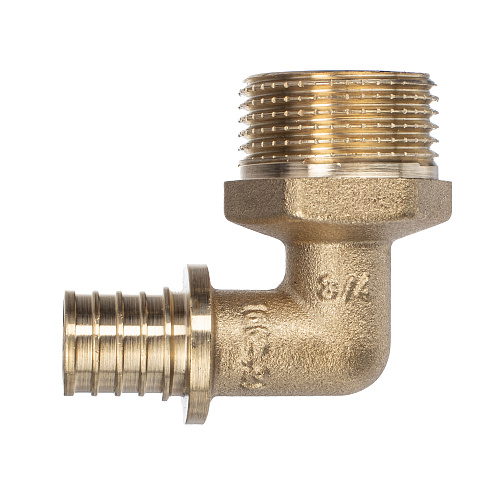 Угольник аксиальный, латунь, наружная резьба,16х3/4", желтый, RTP