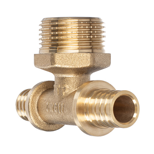 Тройник аксиальный, латунь, наружная резьба,20х3/4", желтый, RTP