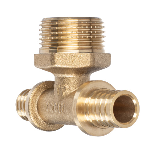 Тройник аксиальный, латунь, наружная резьба,20х3/4", желтый, RTP