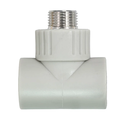 Тройник комбинированный PPR наружная резьба 25х 1/2, серый, РТП
