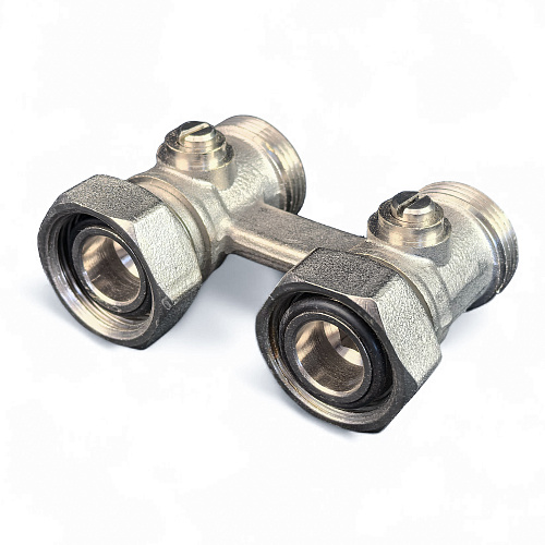 Узел Н-образный для нижнего подключения радиатора прямой, латунь  3/4", индивидуальная упаковка, никелированный, RTP