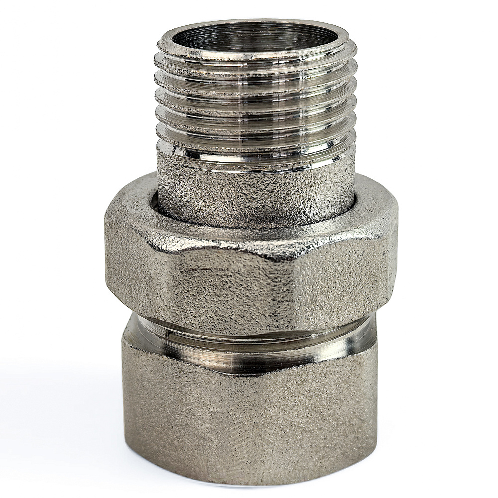 Американка прямая, латунь 1_1/4", никель, РТП