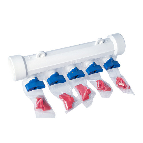 Коллектор с шаровым краном универсальный PPR 40х20/5, бел, RTP