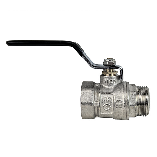 Кран шаровой ГОСТ ручка рычаг, латунь, внутренняя/наружная резьба  3/4",PN40 никель, RTP