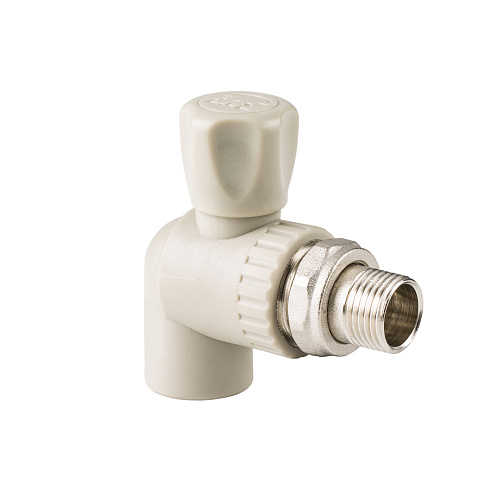 Кран шаровой для радиатора угловой PPR 25х3/4, серый, РТП