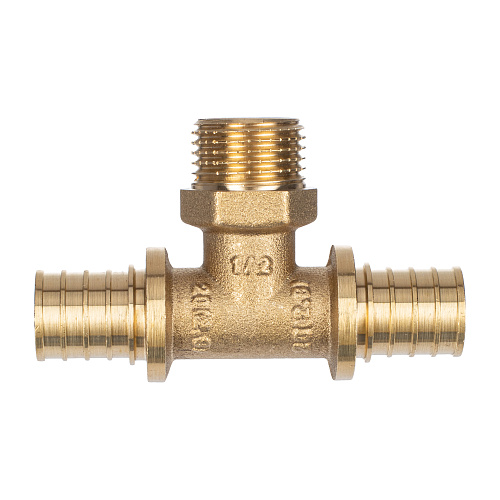 Тройник аксиальный, латунь, наружная резьба,20х1/2", желтый, RTP