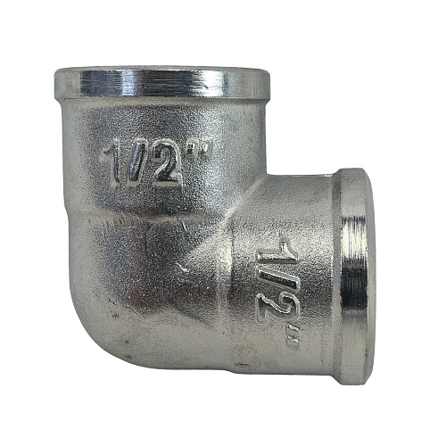 Угольник, латунь, внутренняя/внутренняя резьба 1/2"х90°, никель, РТП