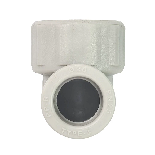 Угольник комбинированный PPR внутренняя резьба 20х 1/2,  серый, РТП