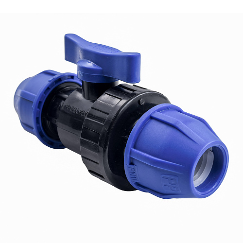 Кран шаровой компрессионный, полипропилен 20, для полиэтиленовых труб, РТП