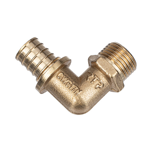 Угольник аксиальный, латунь, наружная резьба,20х1/2", желтый, RTP