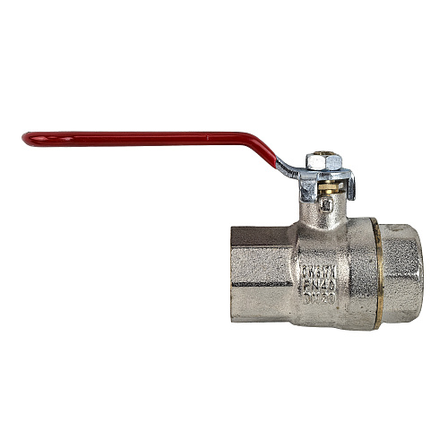 Кран шаровой ручка рычаг, латунь, внутренняя/внутренняя резьба  3/4",PN40 еврослот, никель, РТП