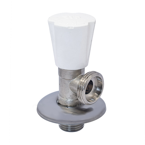 Вентиль угловой удлиненный, латунь 1/2"х3/4", еврослот, никель, РТП