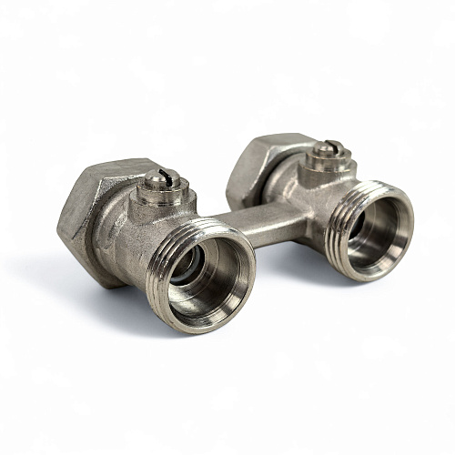 Узел Н-образный для нижнего подключения радиатора прямой, латунь  3/4", индивидуальная упаковка, никелированный, RTP