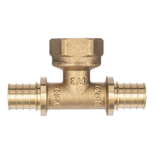 Тройник аксиальный, латунь, внутренняя резьба,20х3/4", желтый, RTP