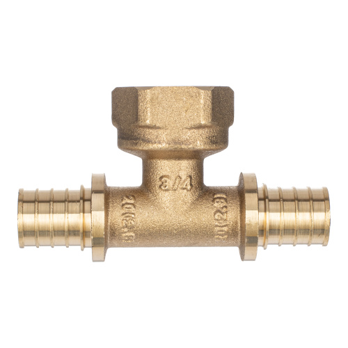 Тройник аксиальный, латунь, внутренняя резьба,20х3/4", желтый, RTP