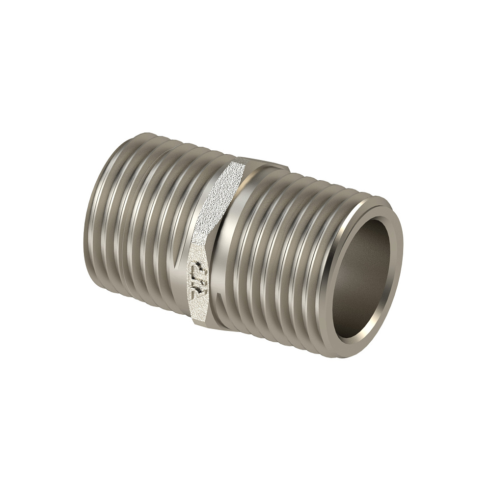 Ниппель удлиненный (37 мм), латунь, наружная резьба 1/2", никель, RTP