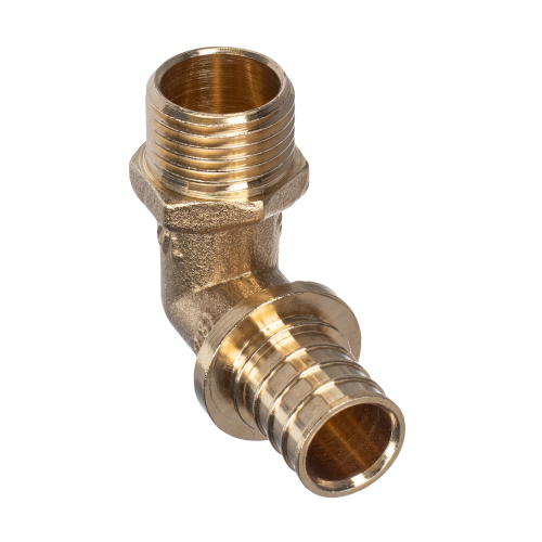 Угольник аксиальный, латунь, наружная резьба,20х1/2", желтый, RTP