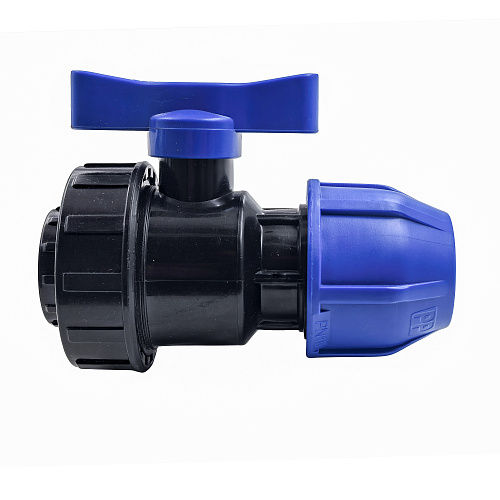 Кран шаровой компрессионный, полипропилен внутренняя резьба 25х 3/4", для полиэтиленовых труб, РТП