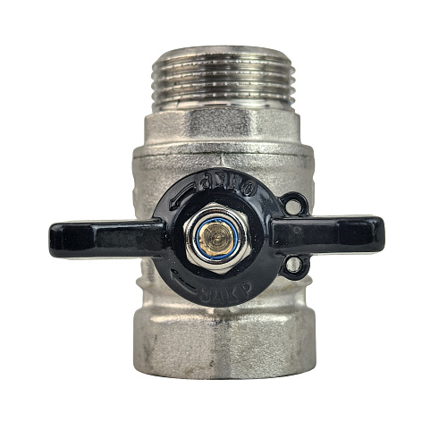 Кран шаровой ГОСТ ручка бабочка, латунь, внутренняя/наружная резьба  3/4",PN40 никель, RTP